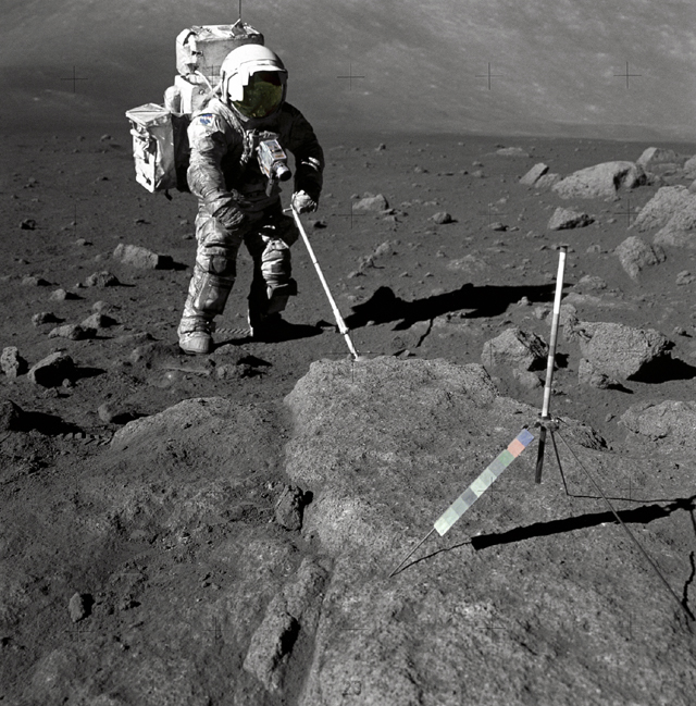 Space History Photo: Schmitt Covered with Lunar Dirt